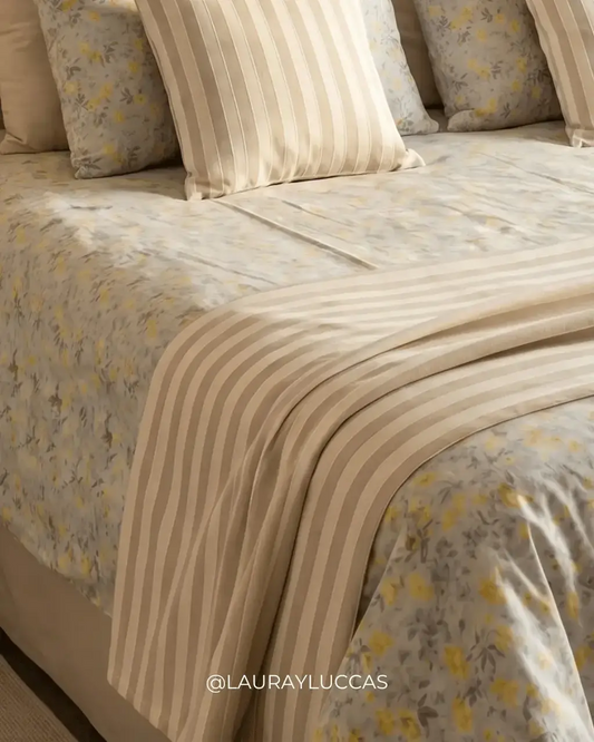 Piecera de Lino — Rayas Naturales
