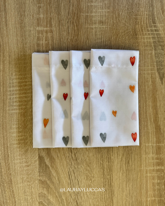Set de 4 servilletas de tela estampadas Corazón Terracota
