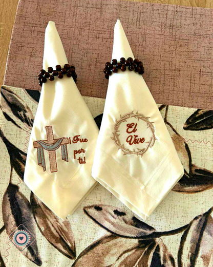 Servilleta de Tela Color blanco invierno bordado Fue por ti