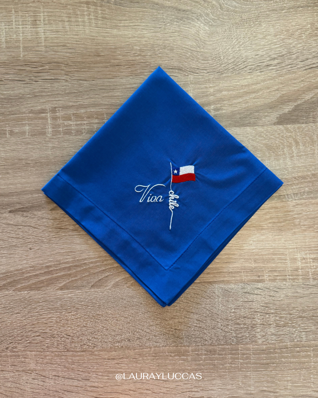 Servilleta de Tela Bordada Viva Chile Bandera