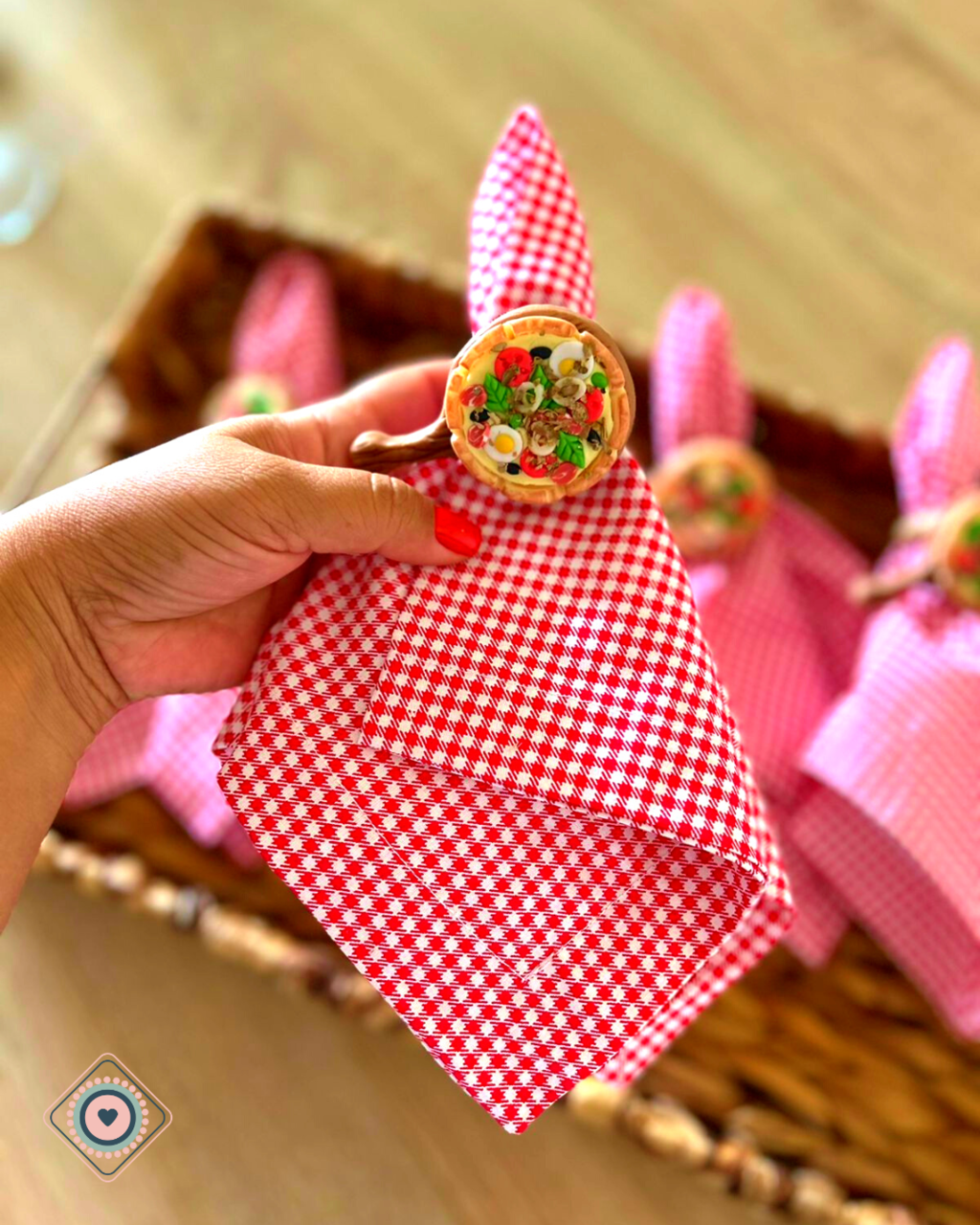 Kit Servilletas Cuadrille y Porta Servilletas Pizza