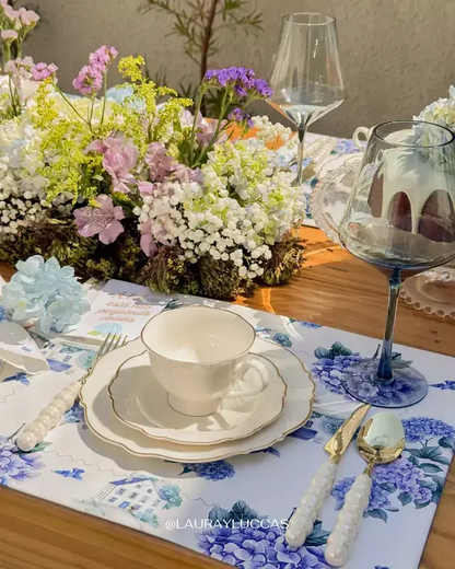 Set familia - 4 individuales doble faz Hortensias