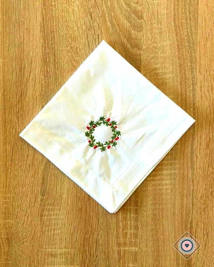 Servilleta de Tela Bordada color blanco Guirnalda