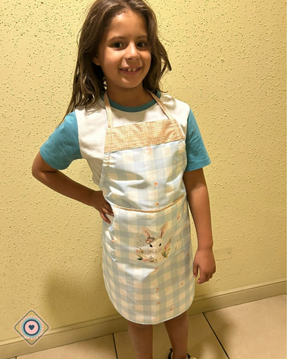 Delantal Impermeable Cuadrille Celeste Pascua - Niños