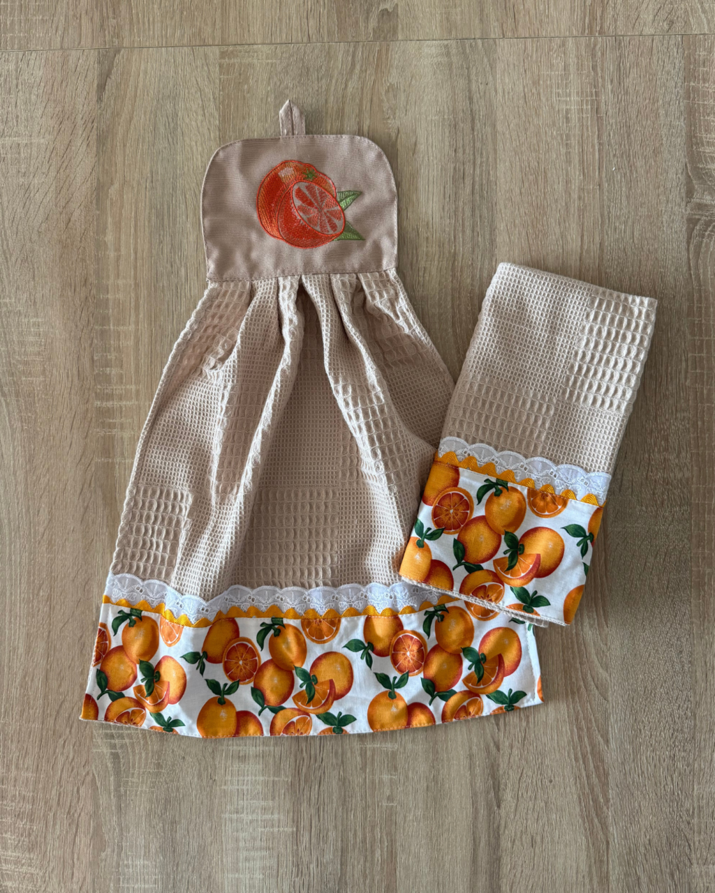 Kit de Toalla colgante seca manos y paño de cocina Naranja