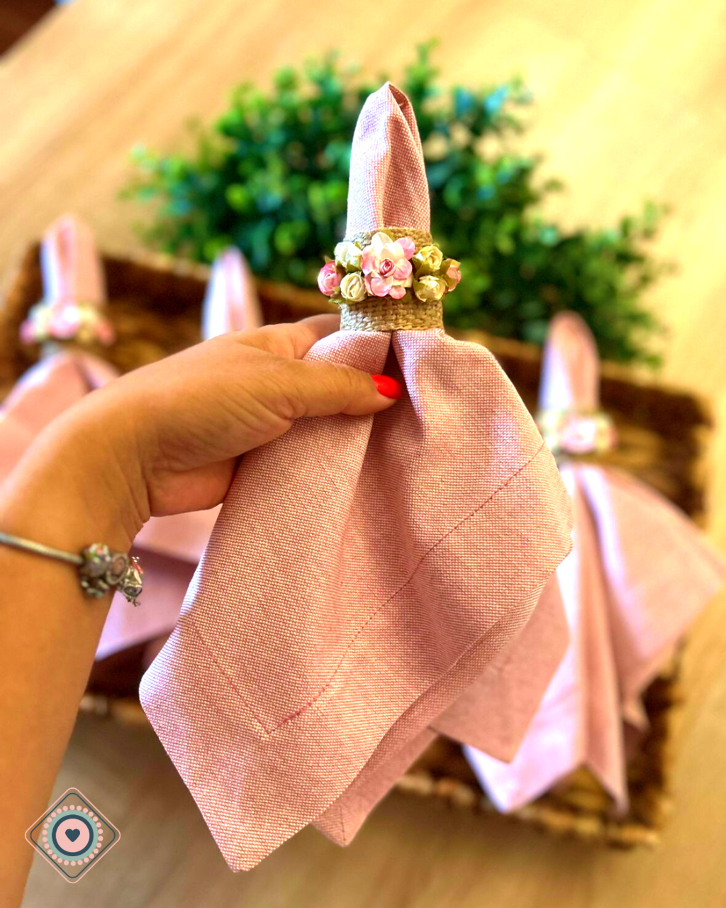 Servilleta de Tela en Lino de algodón Color palo rosa