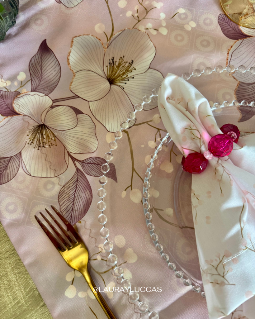 Set familia - 4 individuales doble faz Flor de cerezo