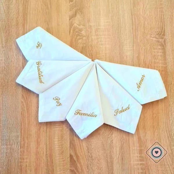 Set de 6 Servilletas de Tela Deseos Color Blanco