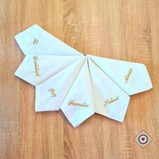 Set de 6 Servilletas de Tela Deseos Color Blanco