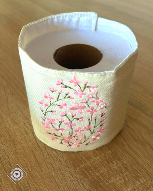 Porta rollo papel higiénico bordado Huevo Floral