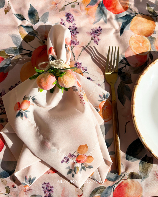 Servilleta de Tela Estampada Duraznos Pomar Florido