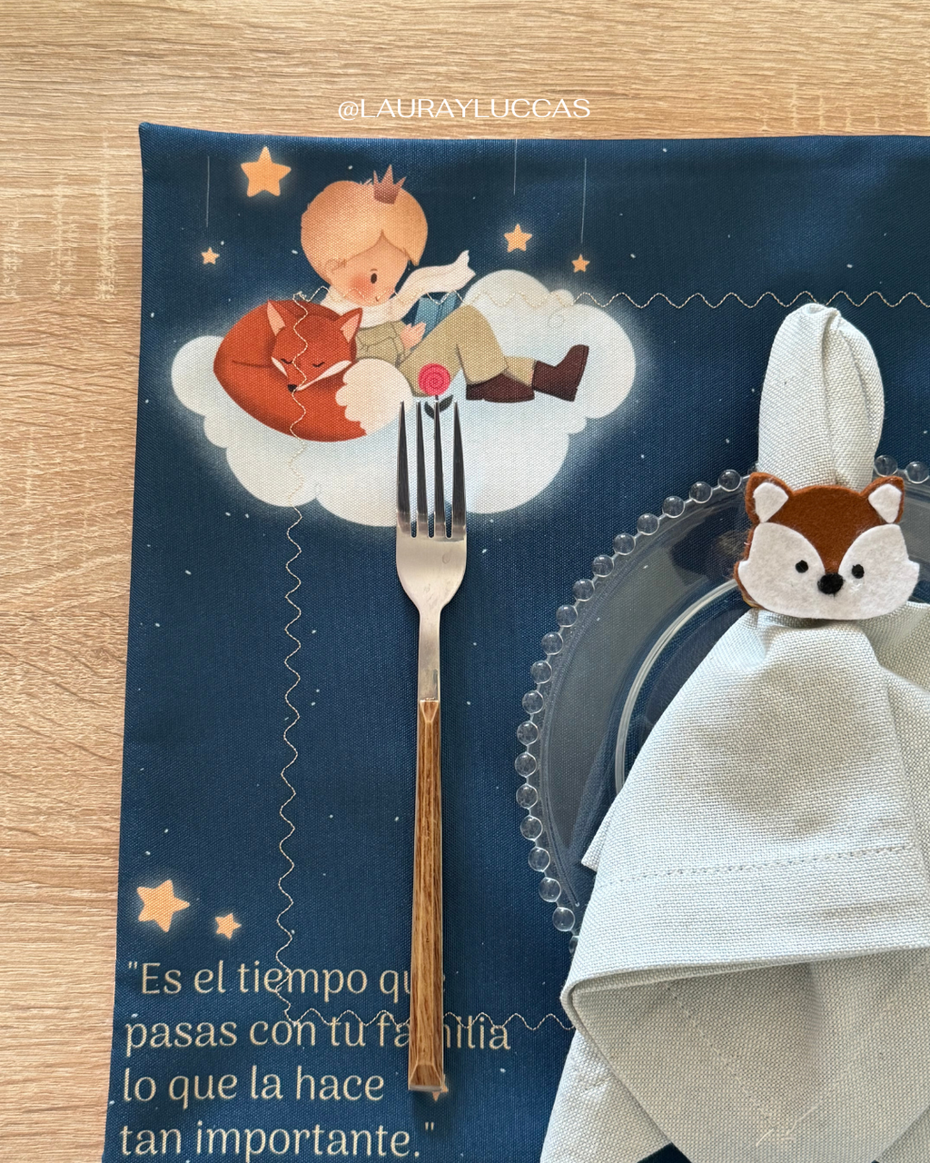 Individual de tela doble faz impermeable Principito