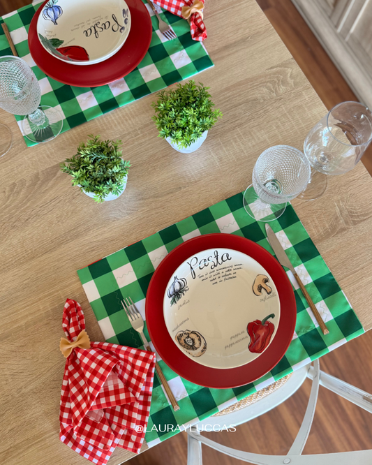 Kit de Mesa Puesta Italia con servilletas picnic rojo