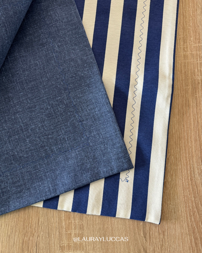 Individual de tela doble faz impermeable Rayas Azules
