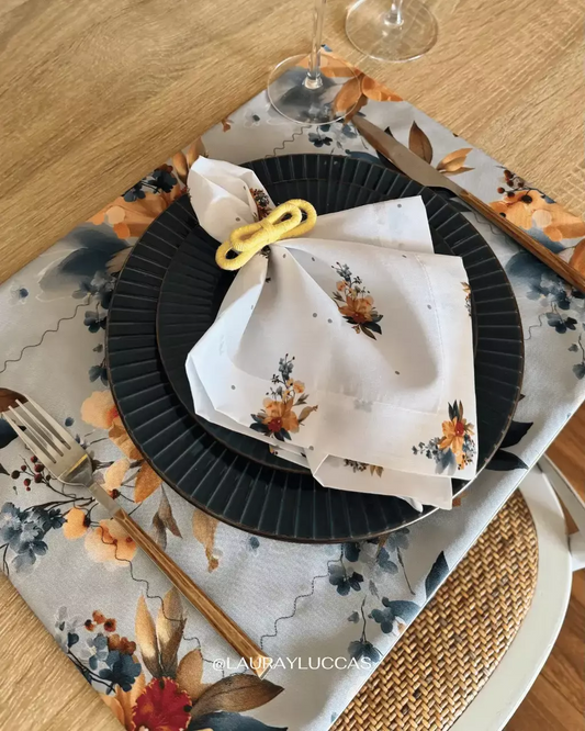 Porta Servilletas Moño de hilo amarillo