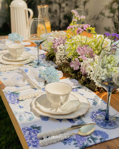 Individual de tela doble faz impermeable Hortensias