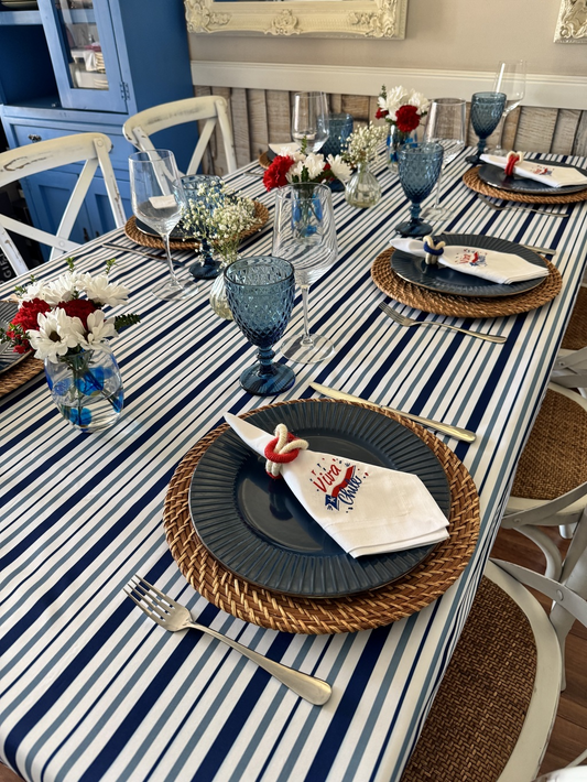 Mantel Rectangular Líneas azules