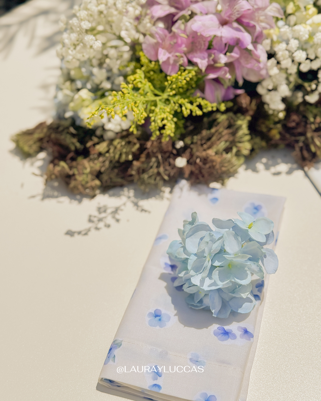 Servilleta de Tela Estampada Hortensias