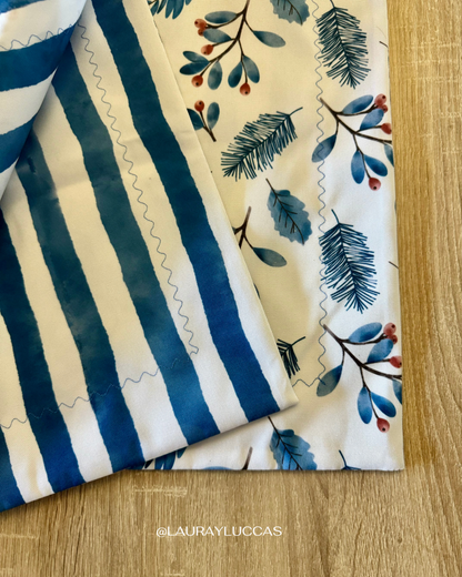Individual de tela doble faz impermeable Berries Azul