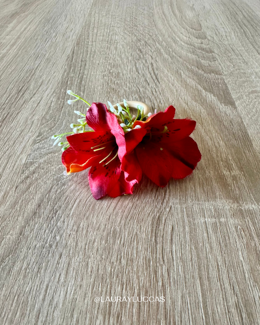 Porta servilletas Floral Astromelia Rojo anaranjado
