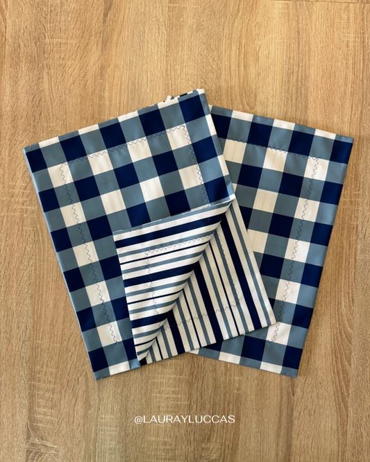 Individual de tela doble faz impermeable Picnic Azul