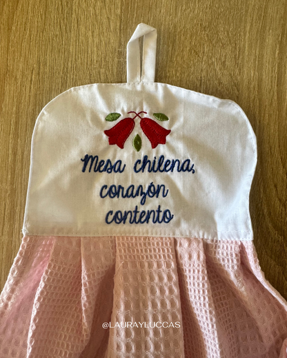 Kit de Toalla colgante seca manos y paño de cocina Mesa chilena