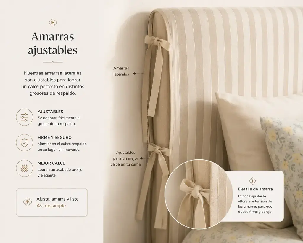 Cubre Respaldo de Lino — Rayas Naturales