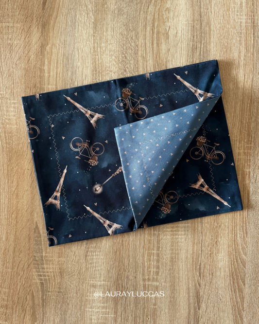 Individual de tela doble faz impermeable Amor en Paris