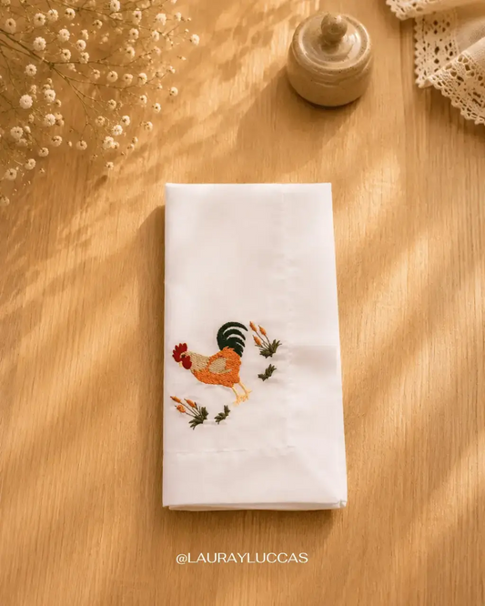 Servilletas de Tela Bordada Gallina - La Casona
