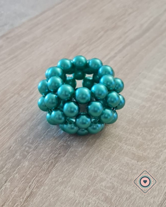 Porta Servilletas Erizo en Perlas Verde Metálico