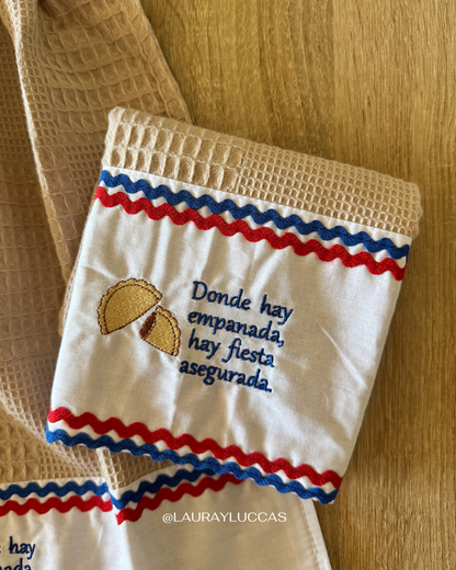 Kit de Toalla colgante seca manos y paño de cocina Donde hay empanada