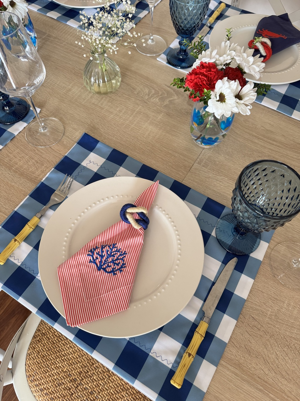 Kit de Mesa Picnic Azul con Servilletas Marinas