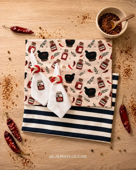 Kit de Mesa Puesta Merkén con servilletas bordadas