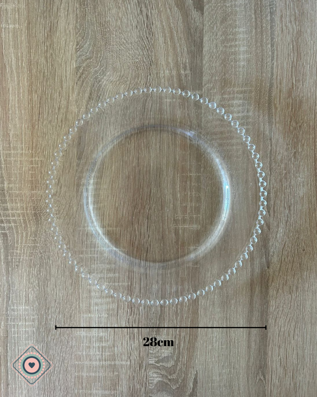 Plato Principal 28cm Transparente Colección Cristal Perlas