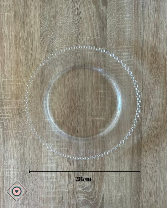 Plato Principal 28cm Transparente Colección Cristal Perlas