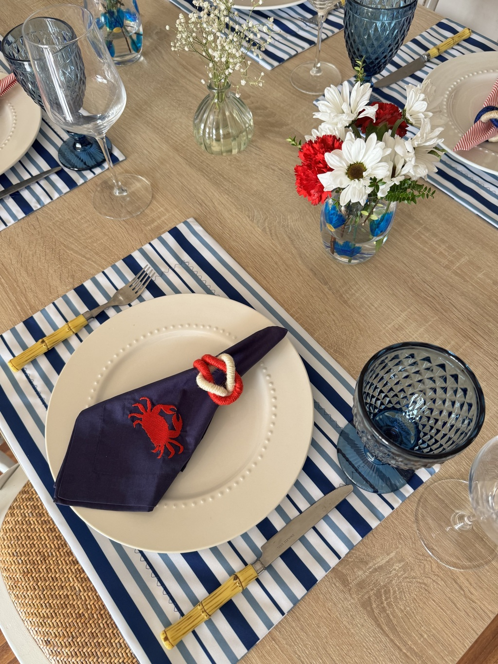 Kit de Mesa Picnic Azul con Servilletas Marinas
