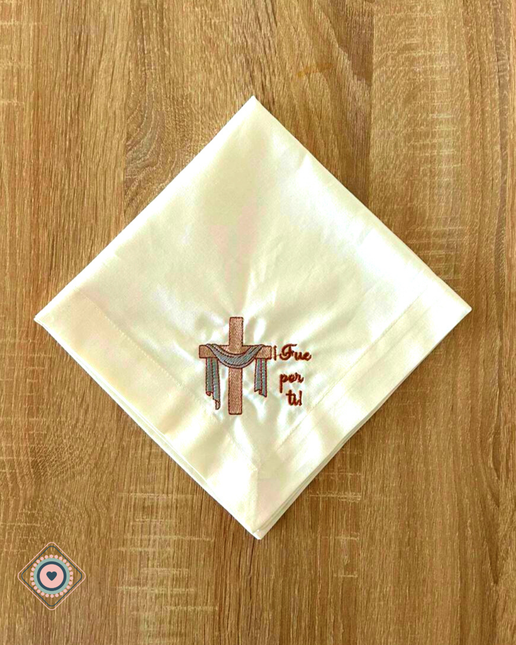 Servilleta de Tela Color blanco invierno bordado Fue por ti