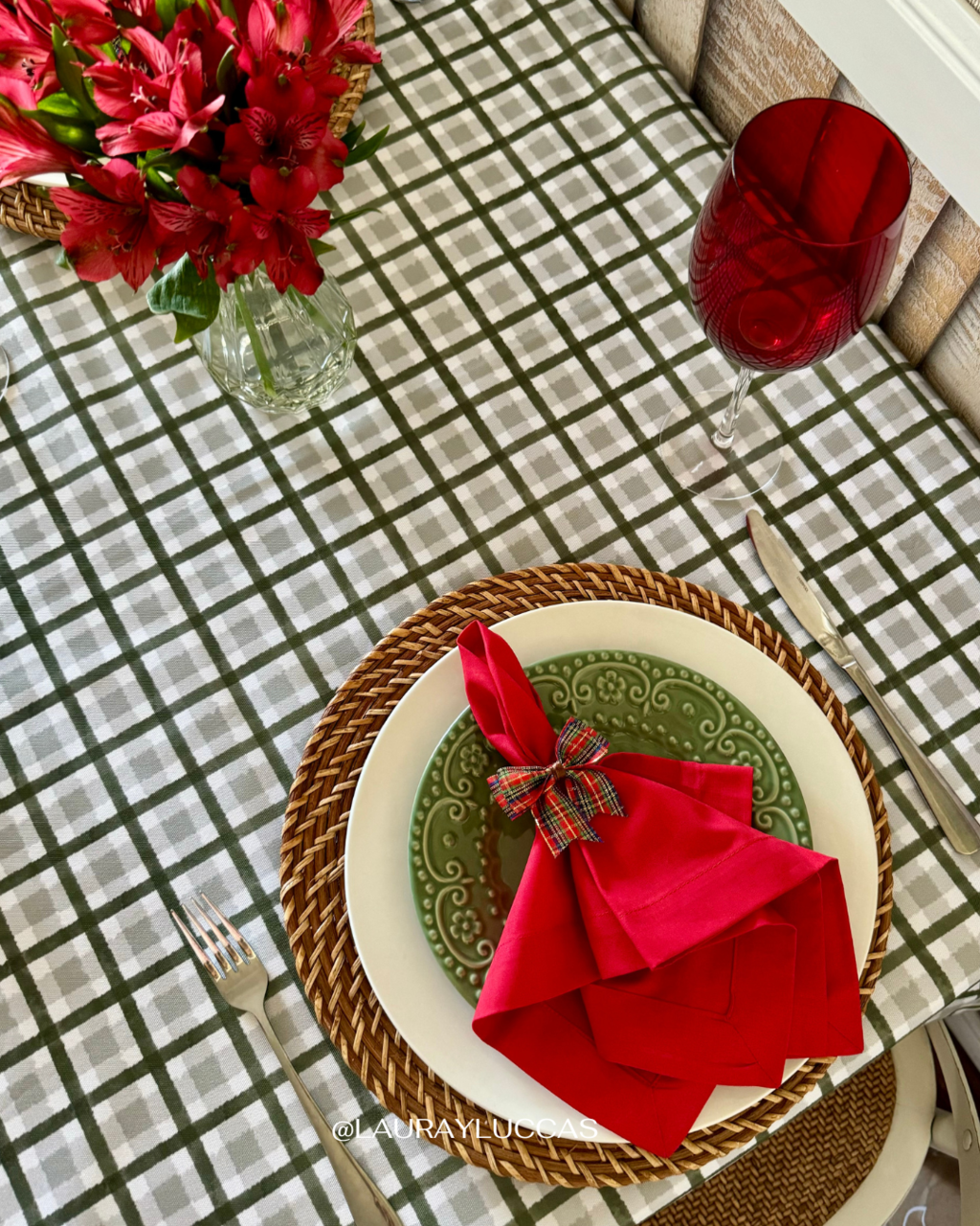 Mantel Rectangular Cuadrille Verde Berries