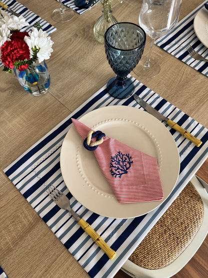 Kit de Mesa Picnic Azul con Servilletas Marinas