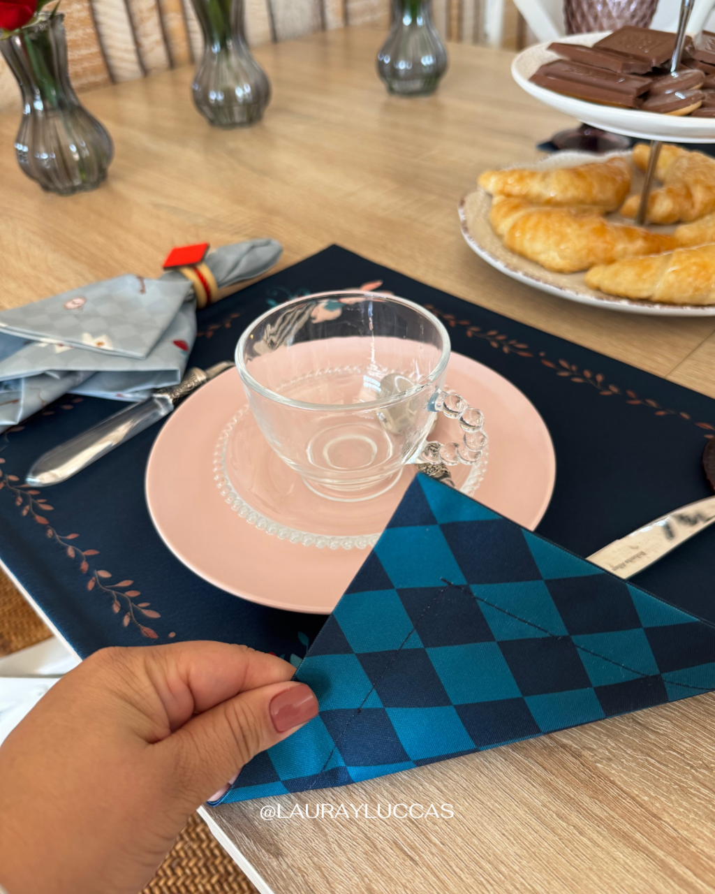 Kit de Mesa Puesta Alicia en el país de las maravillas Azul petróleo