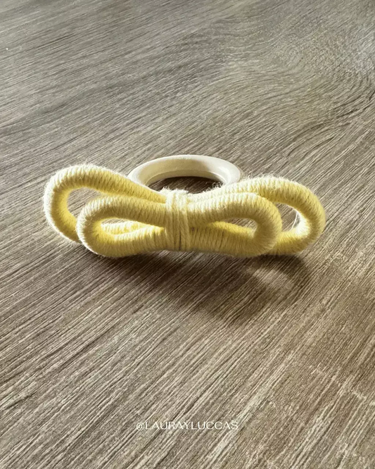 Porta Servilletas Moño de hilo amarillo