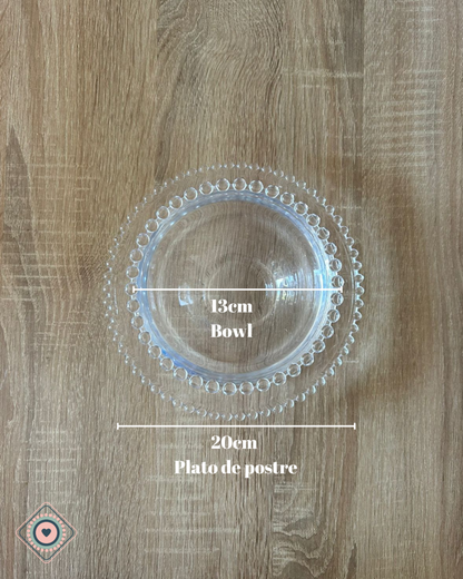 Plato Postre/Ensalada 20cm Transparente Colección Cristal Perlas