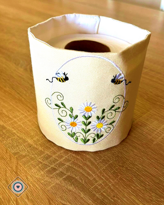 Porta rollo papel higiénico bordado Abejas y Maravilla