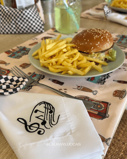 Servilleta Bordada Notas Musicales - American Diner