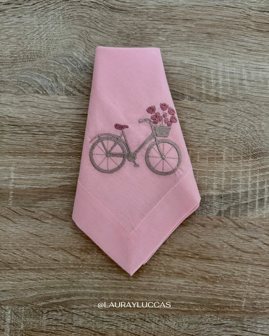Servilleta de Tela 100% algodón bordada Bicicleta Paris Rosen