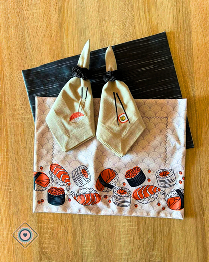 Kit de Mesa Puesta Japan Food (porta servilletas negro)