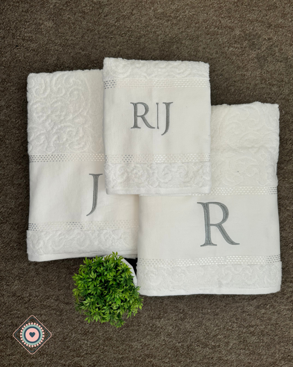 Kit Toalla de baño y rostro color blanco personalizadas