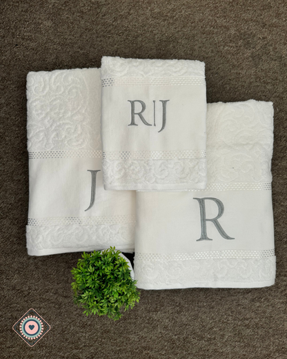 Kit Toalla de baño y rostro color blanco personalizadas