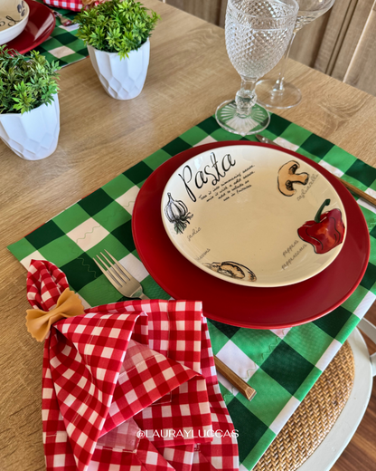 Kit de Mesa Puesta Italia con servilletas picnic rojo