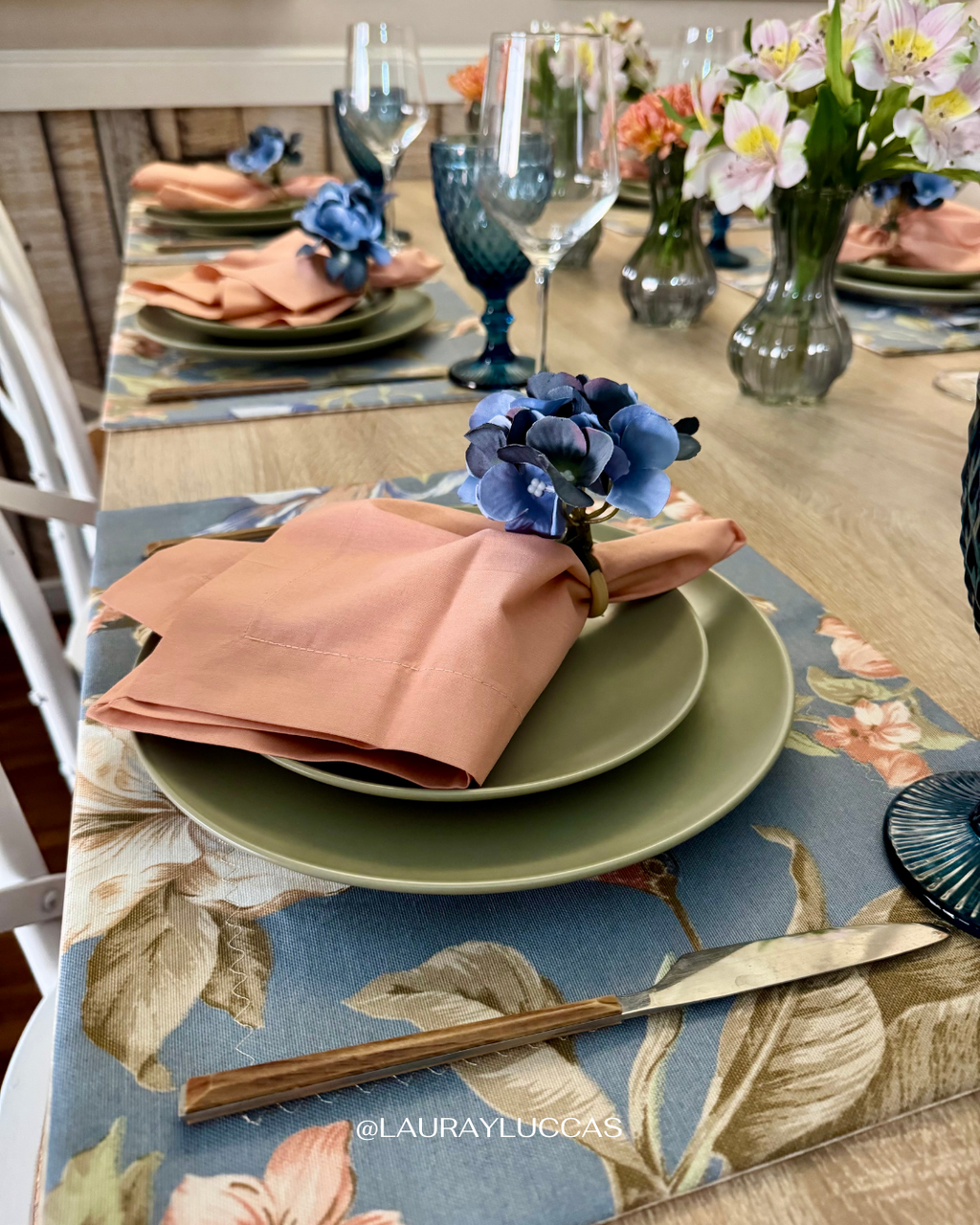 Porta servilletas Floral Hortensia Azul